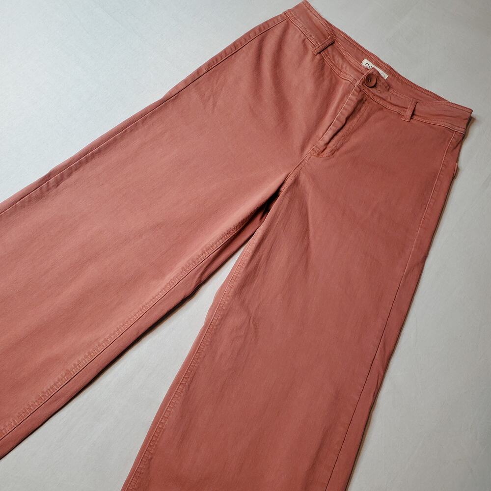 Oat New York Women's Size 8 High Rise Wide Leg Jean Raw Hem Rose Pink